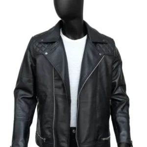 Men Black Biker Leather Jacket