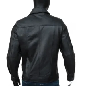 Men Turndown Leather Jacket
